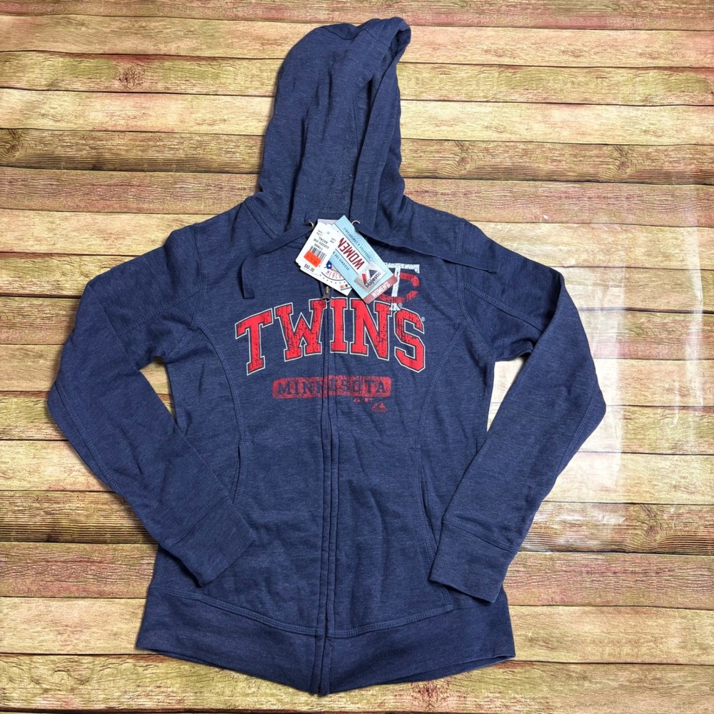 Majestic Minnesota Twins Full Zip Hoodie Navy Blue MLB Small NWT